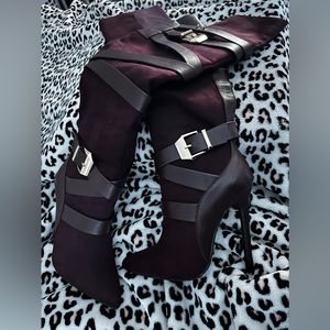 Just Fab Thigh High Burgandy Boots
